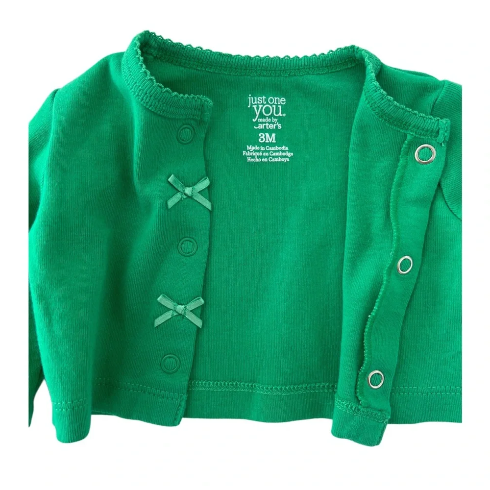Carter’s St. Patrick’s Day Festive Green Shamrock Baby Girl Set - Size 3 Months - Picture 6 of 6